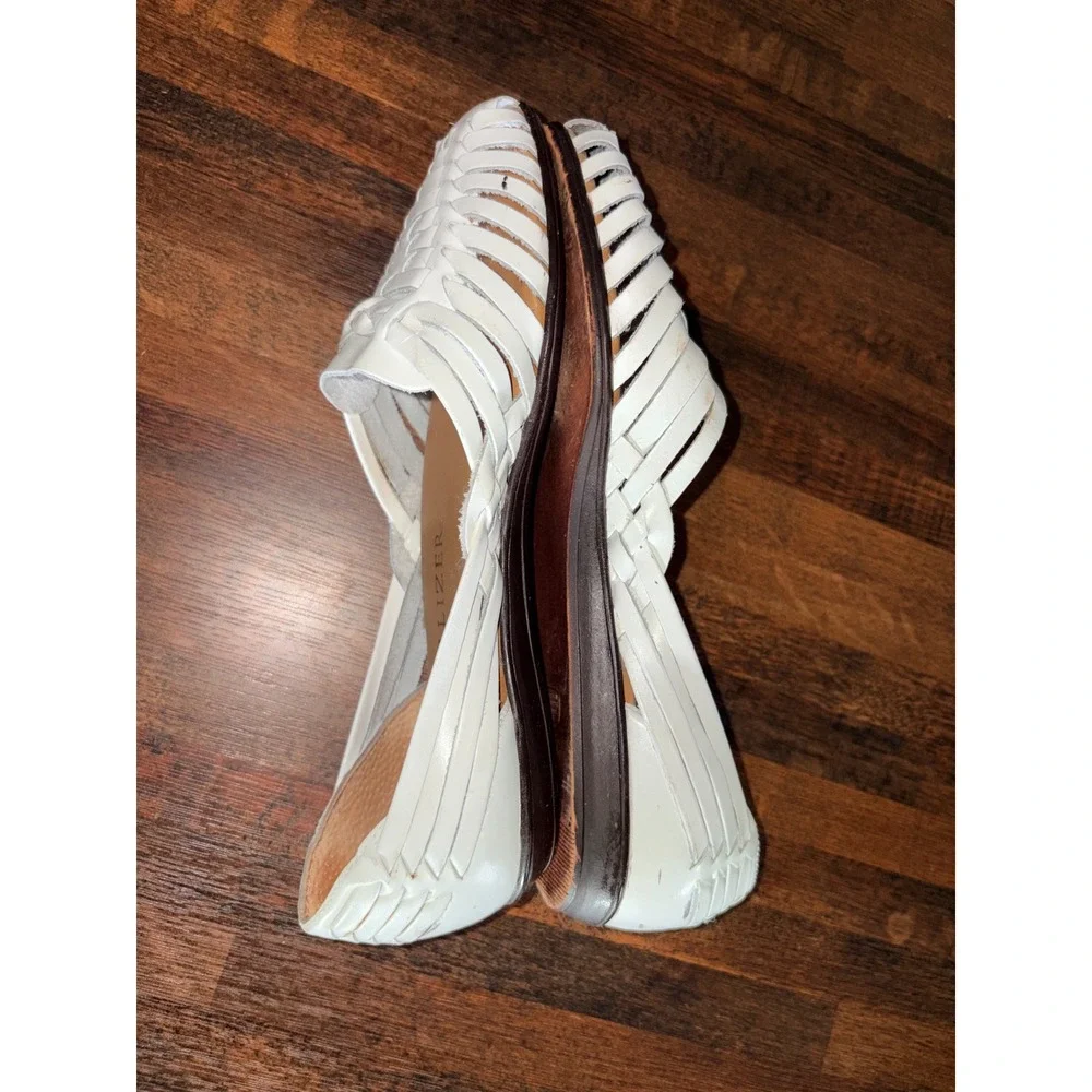 Naturalizer Escapade White Leather Woven Huarache Flats Shoes 6M Brazil 205F21